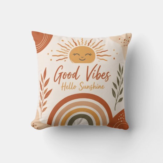 Coussin décoratif Boho Good Vibes Hello Sunshine (Recto)