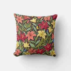 Coussin décoratif botanique Lily & Papillon