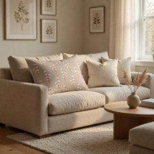 Coussin décoratif botanique minimaliste en coton d