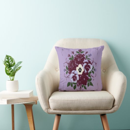 Coussin Décoratif Bouquet de Violettes (Chaise)