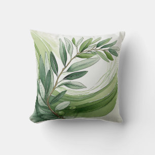 Coussin décoratif Branche d'olivier à l'aquarell
