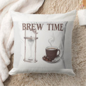 Coussin décoratif "Brew Time" – Sablier et tasse à (Couverture)