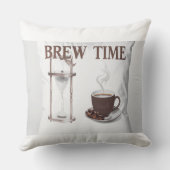 Coussin décoratif "Brew Time" – Sablier et tasse à (Verso)