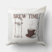 Coussin décoratif "Brew Time" – Sablier et tasse à (Recto)