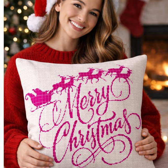 Coussin décoratif brodé au point de croix Joyeux N (Créateur téléchargé)