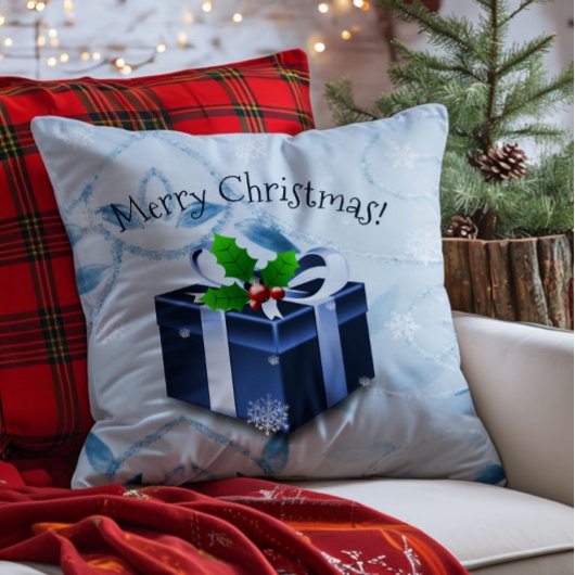 Coussin décoratif Cadeau de Noël bleu