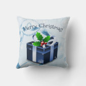 Coussin décoratif Cadeau de Noël bleu (Verso)