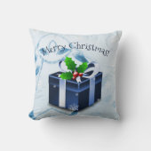 Coussin décoratif Cadeau de Noël bleu (Recto)