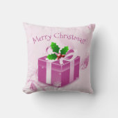 Coussin décoratif Cadeau de Noël rose (Recto)