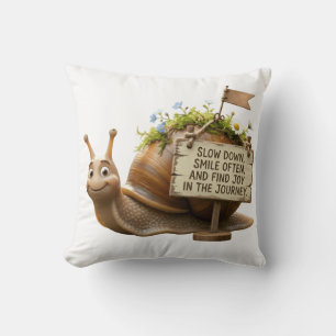 Coussin décoratif carré citation motivante escargo