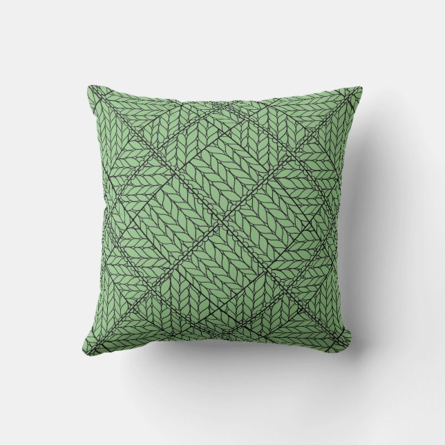 COUSSIN DÉCORATIF CARRÉ EN MAILLE ARGILE SAGE (Verso)