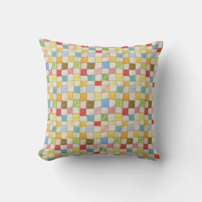 COUSSIN DÉCORATIF CARRÉ EN PATCHWORK FOU (Recto)