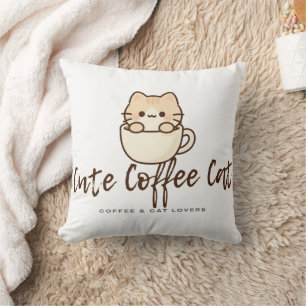 Coussin décoratif chat café mignon – Pour les amat