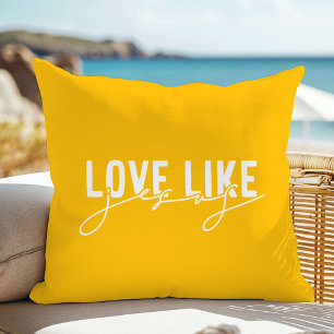 Coussin décoratif chrétien Amour jaune comme Jésus