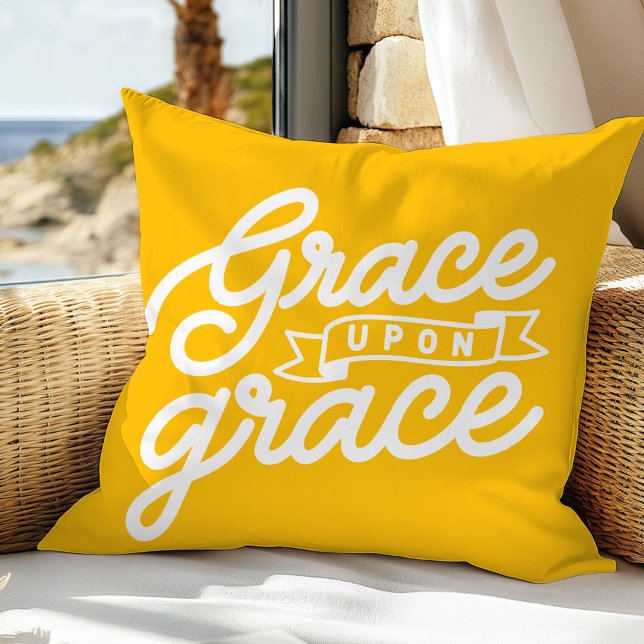 Coussin décoratif citation chrétienne jaune vif (Créateur téléchargé)