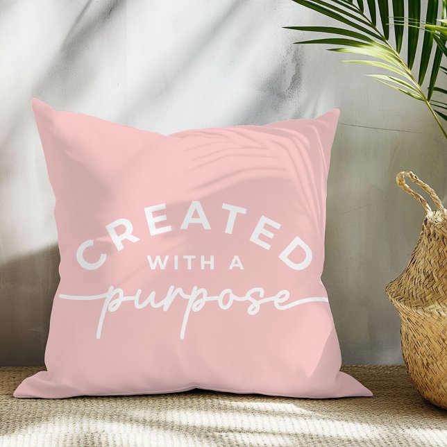 Coussin décoratif citation chrétienne rose blush (Créateur téléchargé)