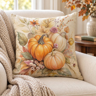 Coussin décoratif citrouilles et baies de l'automn