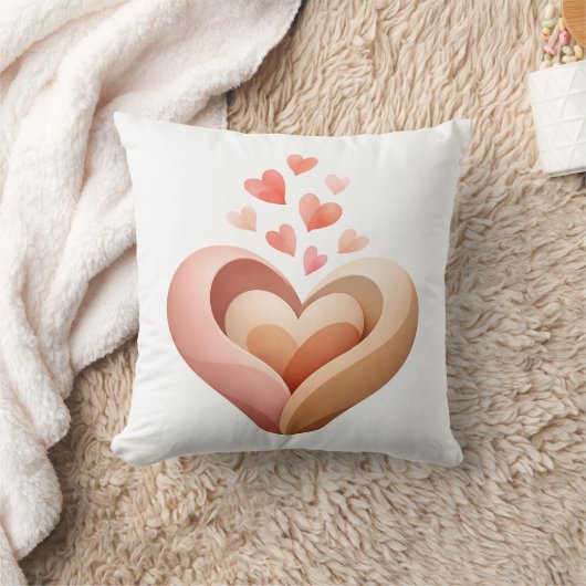 Coussin décoratif Cœurs emboîtés Corail pêche Amou (Couverture)