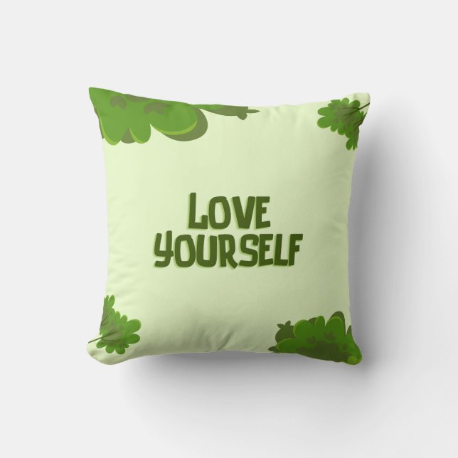 Coussin décoratif d'affirmation positive « Aimez-v (Recto)