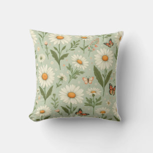 Coussin décoratif Daisy Dreams – Fleurs et papillo