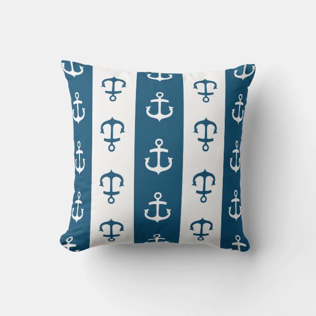 Coussin décoratif d'Ancre nautique de bleu marine (Recto)