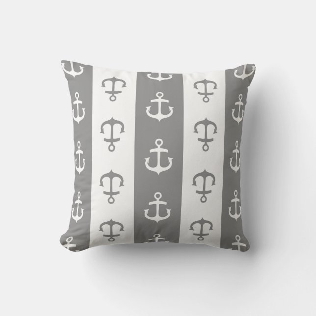 Coussin décoratif d'Ancre nautique de gris de (Recto)
