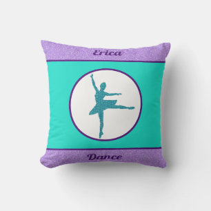 Coussin décoratif danse de ballerine violet / turq