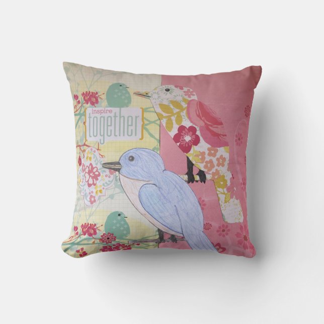 Coussin décoratif d'art ornithologique (Recto)