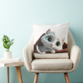 Coussin décoratif de chat blanc fantaisiste et mag (Chaise)