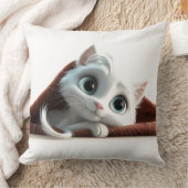 Coussin décoratif de chat blanc fantaisiste et mag (Couverture)