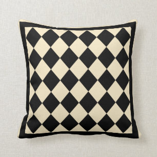 Coussin décoratif de diamant noir et crème