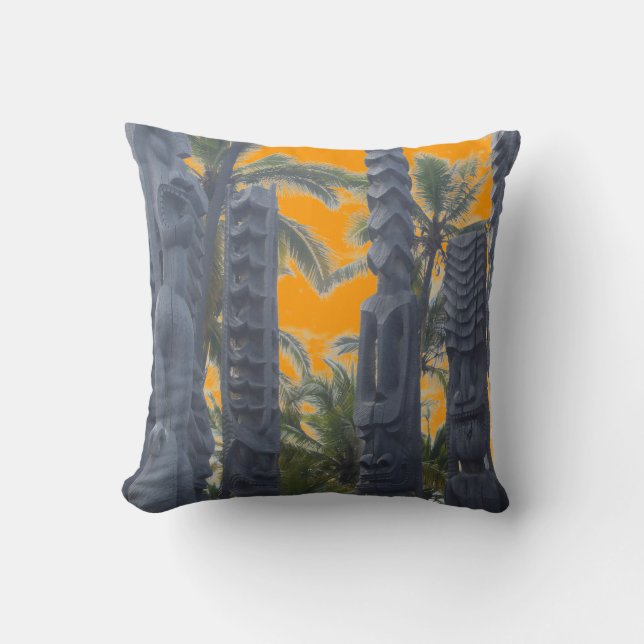 Coussin décoratif de la statue de tiki tropicale c (Recto)