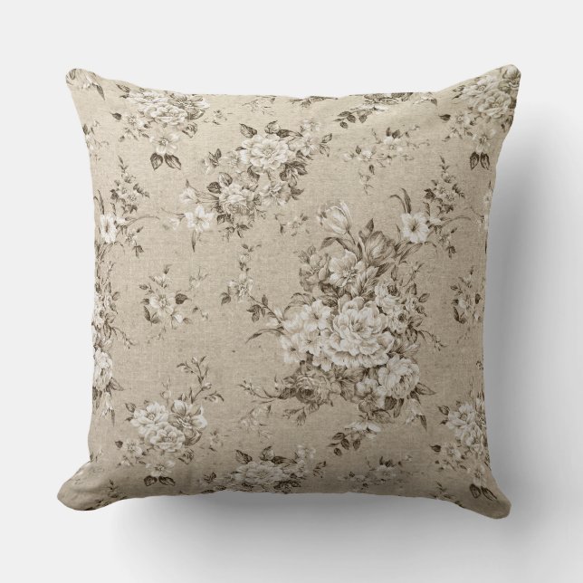 Coussin décoratif de luxe floral d'or (Recto)