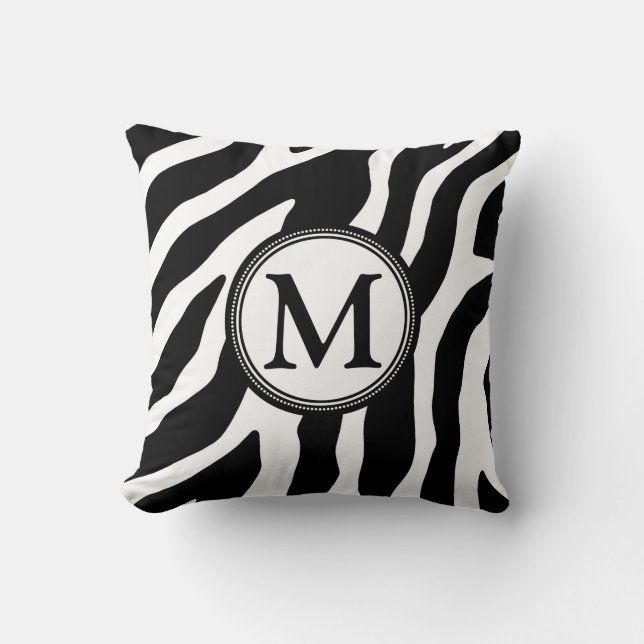 Coussin décoratif de monogramme blanc noir de (Recto)