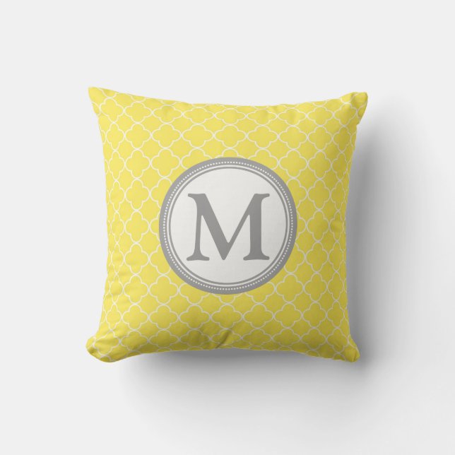 Coussin décoratif de monogramme gris jaune de (Recto)