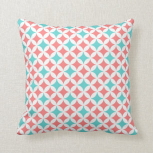 Coussin décoratif de motif géométrique turquois