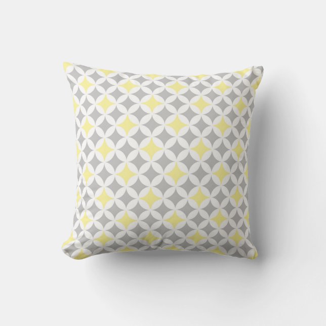 Coussin décoratif de motif gris jaune de cercles (Recto)