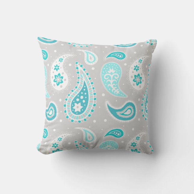 Coussin décoratif de motif gris turquoise de (Recto)