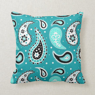 Coussin décoratif de motif noir turquoise de