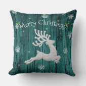 Coussin décoratif de Noël aux rennes rustique sarc (Recto)
