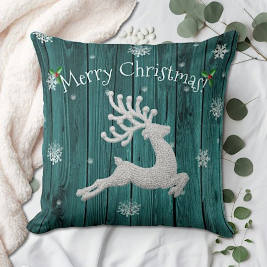 Coussin décoratif de Noël aux rennes rustique sarc