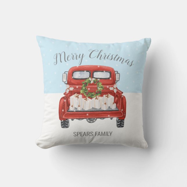 Coussin décoratif de Noël bleu et blanc avec camio (Recto)