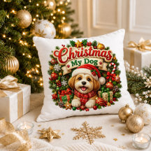 Coussin décoratif de Noël pour maman de chien fest