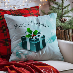 Coussin décoratif de Noël sarcelle