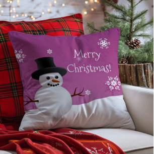 Coussin décoratif de Noël Scène hivernale Bonhomme
