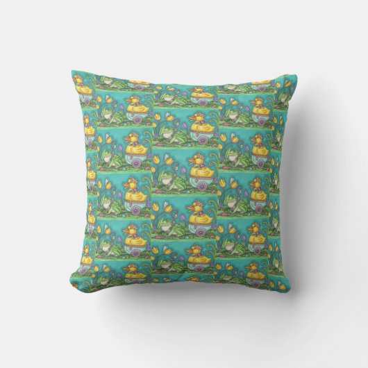 COUSSIN DÉCORATIF DE PÂQUES SPRING FROG & DUCK PRI (Recto)