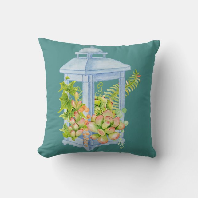 Coussin décoratif de planteur de succulentes à l'a (Recto)