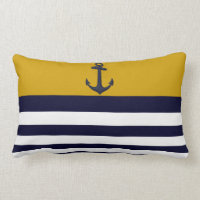 Coussin décoratif de rayures nautiques d'Ancre de