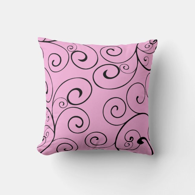 Coussin décoratif de remous de rose et de noir (Recto)