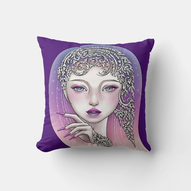 Coussin décoratif Déesse de la nuit violette (Recto)